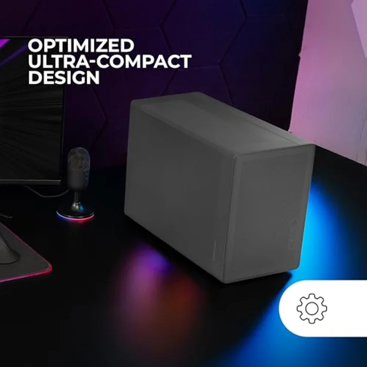 Mars Gaming MC-XPRO, Ultrakompaktes MicroATX-Gehäuse mit Mesh-Paneel-Design, 120mm Rücklüfter, 360° Kühltechnologie, Dual-Kompatibilität für ATX- und SFX-Netzteile, Mini-Tower PC, Schwarz – Bild 2