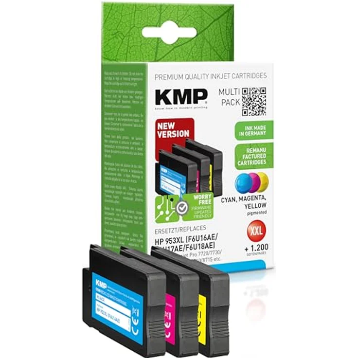 KMP KMP Tinten-Multipack H166CMYX, Farb-Tintenpatronen in Cyan, Magenta und Gelb, geeignet für HP 953 XL, für ca. 2000 Seiten – Bild 2