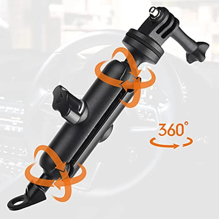CAMOLO Motorrad Rückspiegelhalterung 360° verstellbar, Aluminium Action Kamera Halterung für GoPro Hero 6/7/8/9, AKASO und mehr, rutschfest und vibrationsbeständig – Bild 2