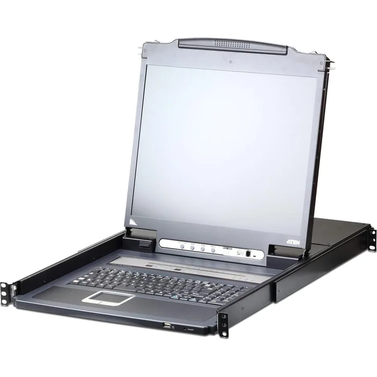 Aten CL5708IN FR KVM over IP Switch, 8-Port mit 19" LCD Bildschirm, PS/2-USB VGA, FR-Layout, Rack-montierbar