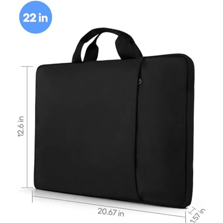 UPERFECT Laptoptasche 22 Zoll für Laptop/Monitor/Tablet, wasserdicht und stoßfest mit gepolsterten Fächern und großen Seitentaschen, schwarz – Bild 2