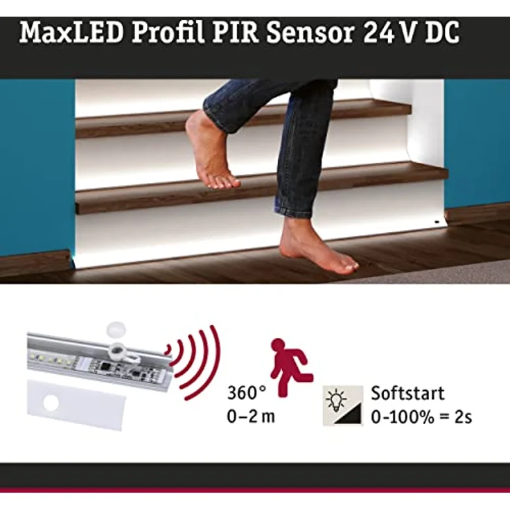 Paulmann 79841 Stripe MaxLED Sensor Bewegungsmelder für Profile DC 24V max. 144W Weiß Lichtband Kunststoff – Bild 3