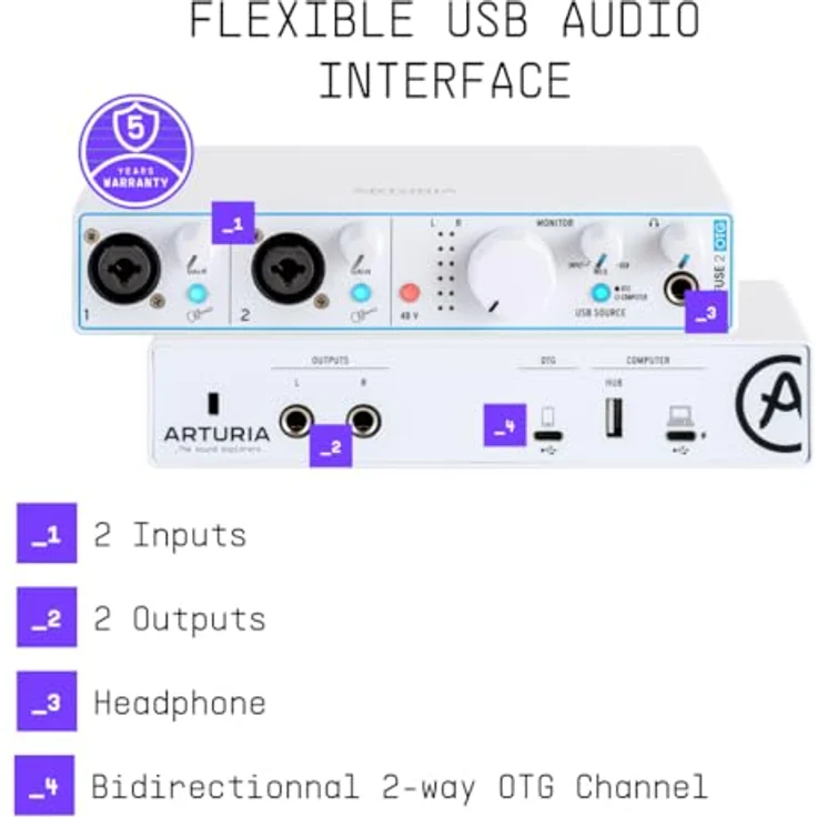 Arturia MiniFuse 2 OTG, USB Audio Interface mit hochwertiger Verarbeitung und Pro Audio Funktionen – Bild 4