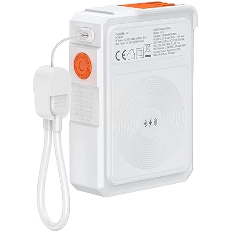 4smarts 6in1 Hybrid Charger Lucid, Powerbank mit 10000 mAh, 22.50 W, USB-C und kabelloser Ladefunktion, Weiss, Orange – Bild 2