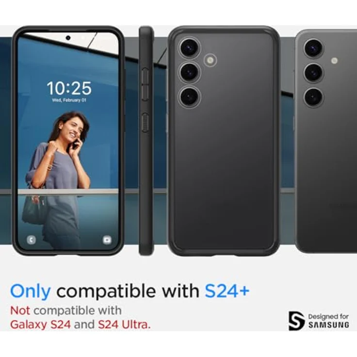 Spigen Ultra Hybrid Hülle Kompatibel mit Samsung Galaxy S24 Plus -Frost Schwarz -Schutzrand für Display und Kamera -Air Cushion Technologie – Bild 2