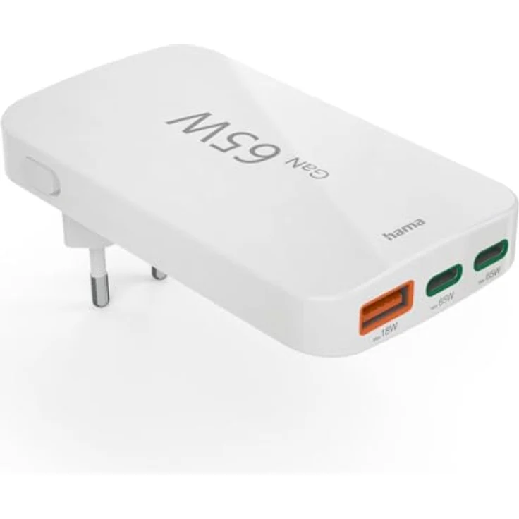 Hama Schnellladegerät, 2X USB-C, 1x USB-A, PD, 65 W, weiß – Bild 3
