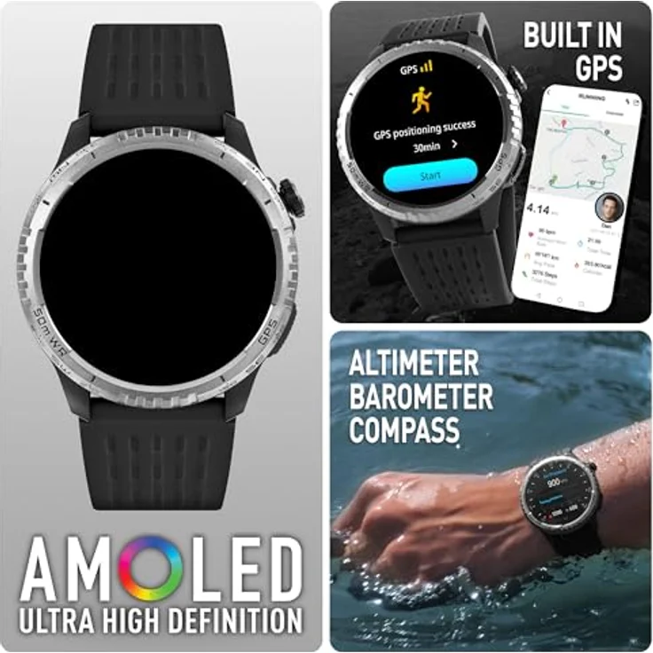 Reflex Active SEA VENTURE 400 R, 50m schwimmfeste AMOLED GPS Smartwatch mit schwarzem Armband – Bild 3