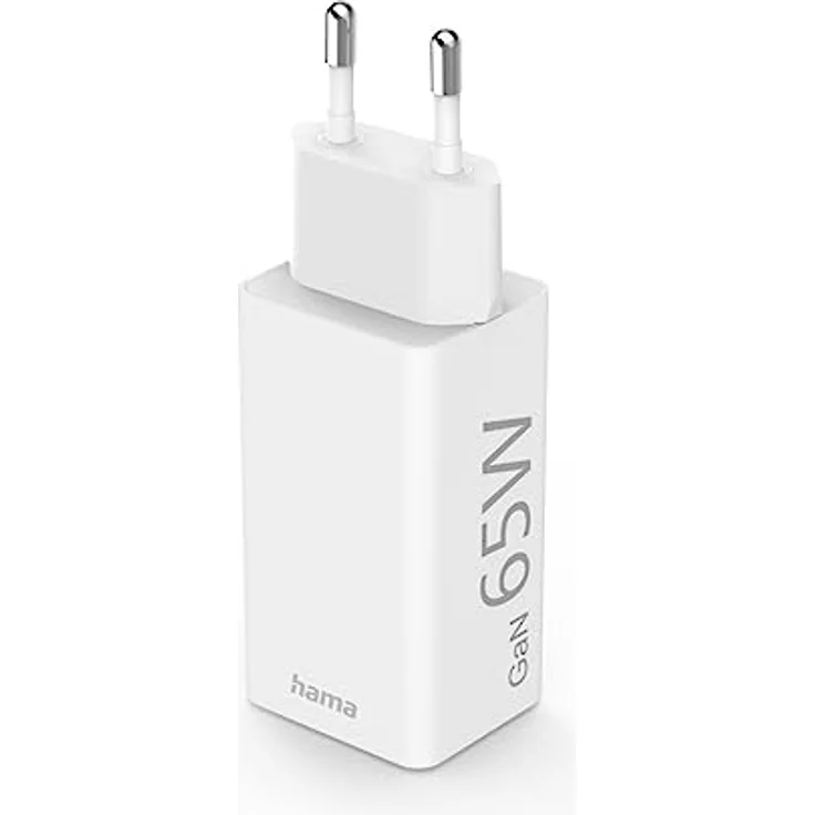 Hama Schnellladegerät, GaN, 1x USB-C PD, 1x USB-A QC, Mini-Ladegerät, 65 W, Weiß – Bild 3