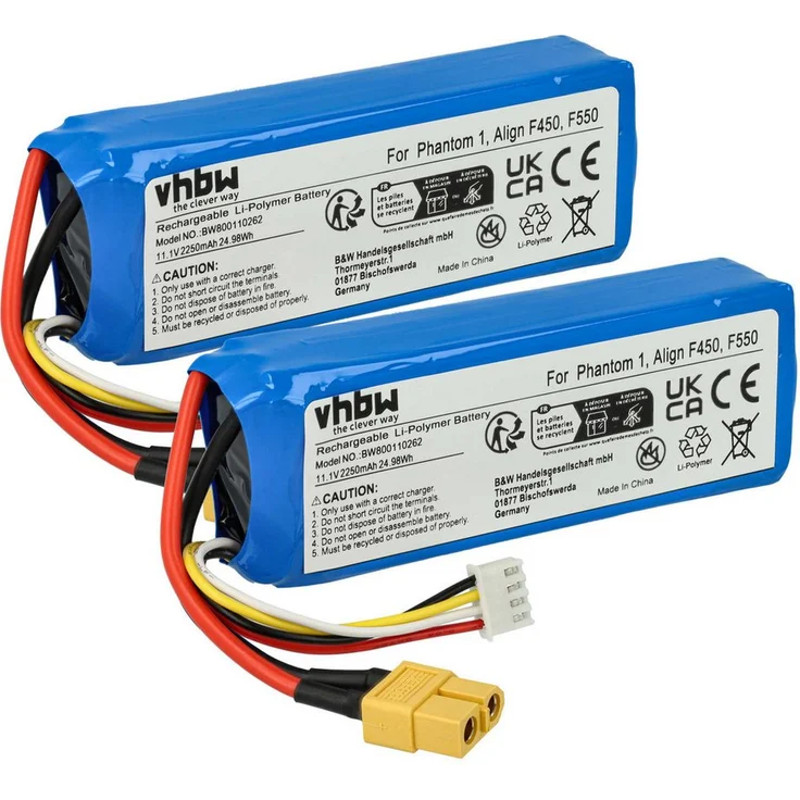vhbw Ersatzakku für DJI P1-12, Li-Polymer Drohnen-Akku, 2250 mAh, 11,1 V, 2 Stück