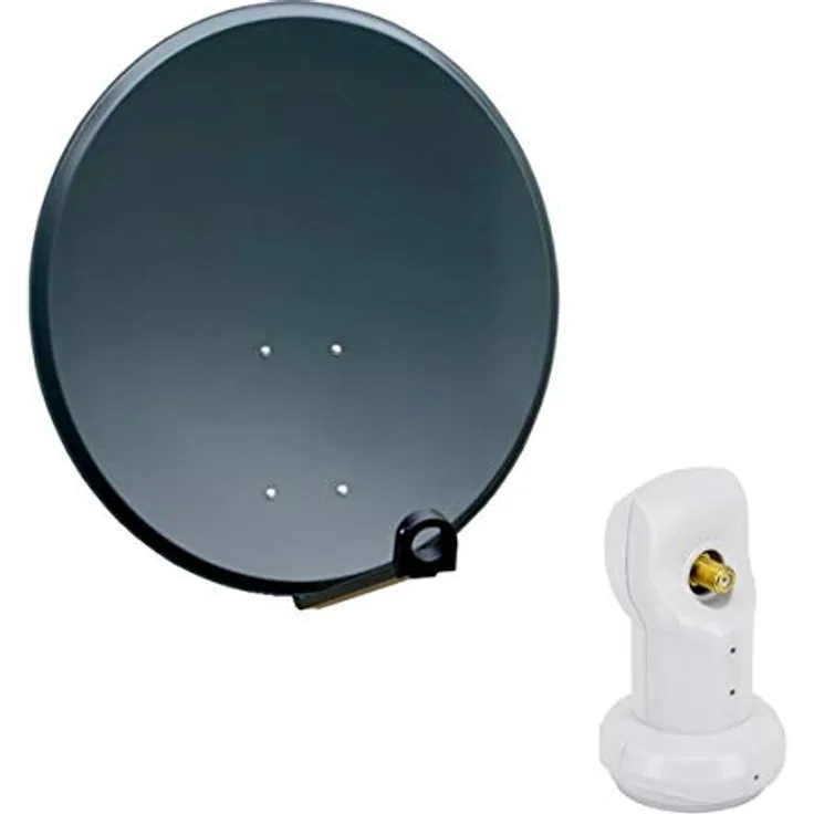PremiumX PXA80, 80cm Satellitenschüssel aus Aluminium mit Single LNB für besten Empfang bei extremen Temperaturen und Windgeschwindigkeiten