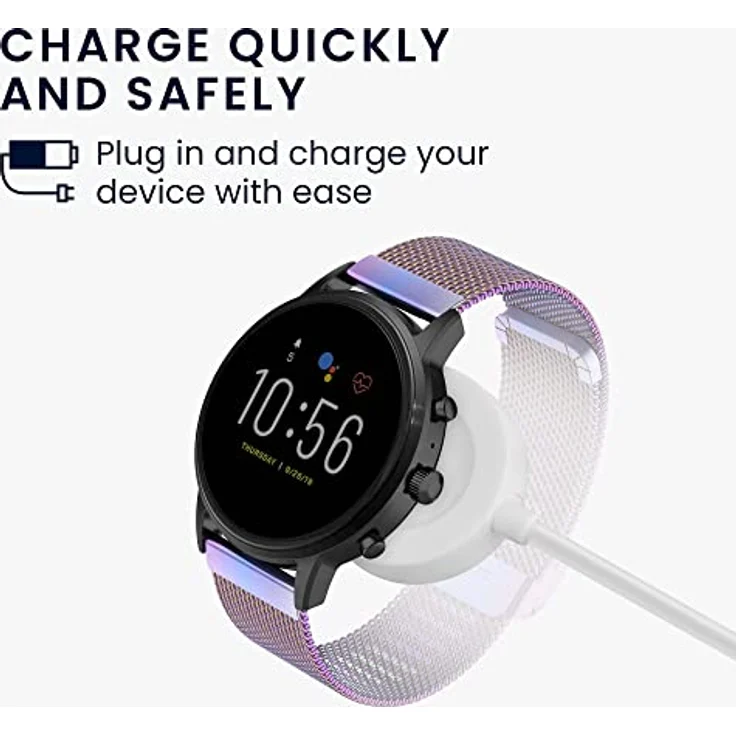 kwmobile USB Kabel Charger kompatibel mit Fossil Gen 6 5 4 Smartwatch/Skagen Falster 2 Ladekabel - Fitnesstracker Aufladekabel in Weiß. – Bild 2