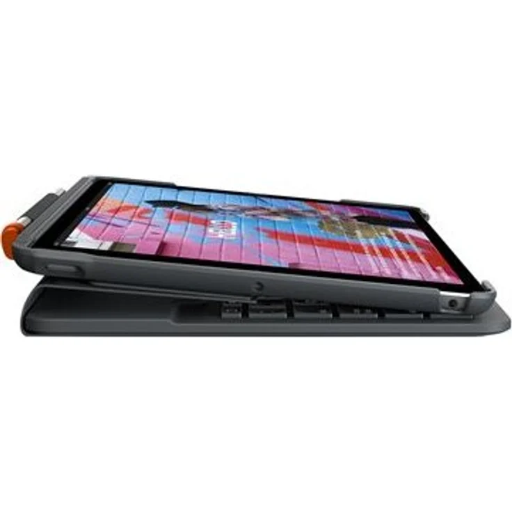 LOGITECH Slim Folio - QWERTZ, Schweiz, kabellos, Bluetooth LE, 1,8 cm dünn, für iPad (10th gen) Model: A2696, Grau – Bild 1