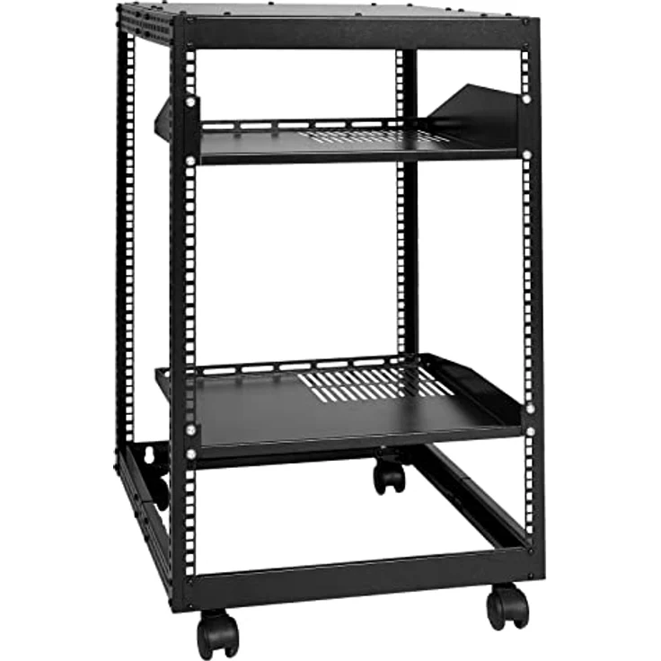 VEVOR 15U-Server-Rack mit offenem Rahmen, verstellbare Tiefe von 15''-40'', freistehend oder wandmontierbar, 4-Pfosten-AV-Rack mit Rollen, hohe Tragfähigkeit bis 500 lbs – Bild 1