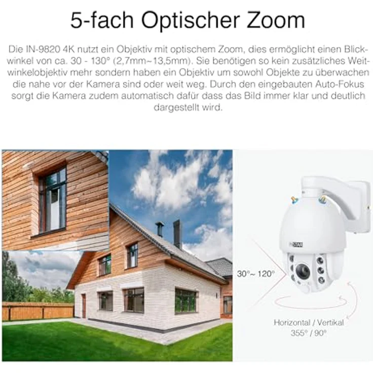 INSTAR IN-9820 4K Überwachungskamera Außen weiß, WLAN/LAN/PoE, PTZ 5x Zoom, intelligente Personenerkennung, Nachtsicht, 2-Wege-Audio, NDAA/TAA-konform – Bild 3