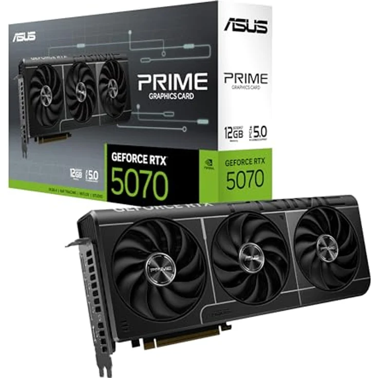 ASUS Prime GeForce RTX 5070 12GB GDDR7 Gaming Grafikkarte, NVIDIA Blackwell Architektur, DLSS 4, 2,5-Slot Design, PCIe 5.0, PRIME-RTX5070-12G, schwarz – Bild 1