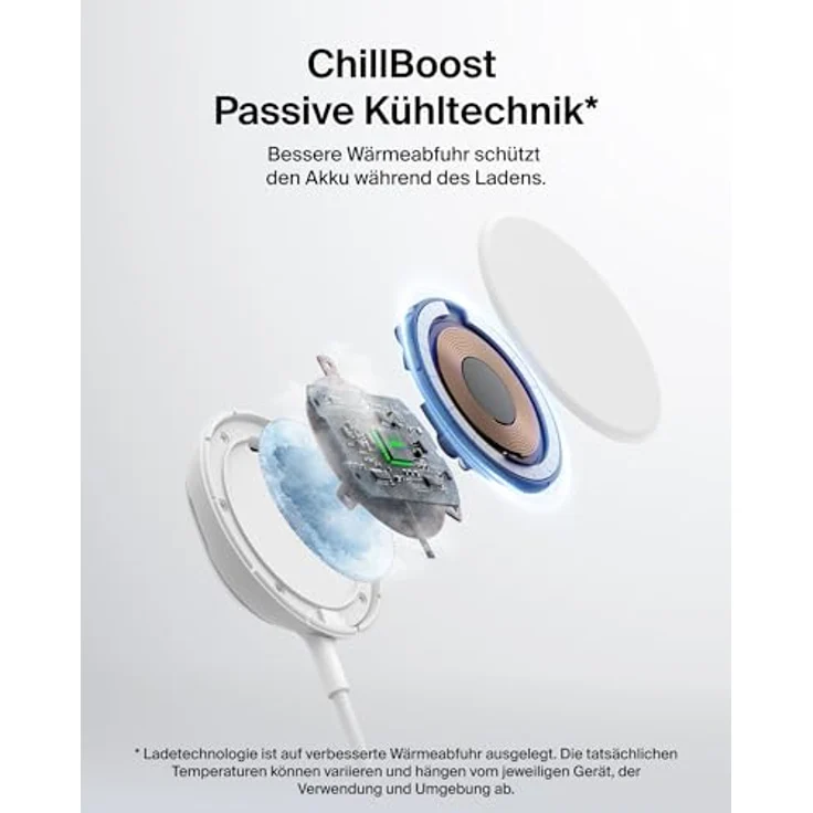 Belkin UltraCharge MagSafe Qi2 25 W, Tragbarer Schnellladegerät mit integriertem Ständer, für iPhone 17 (alle Modelle), AirPods Pro - Weiß – Bild 4