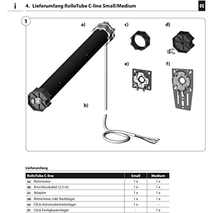 RolloTube C-line Medium, 20 Nm, SW60 - Rohrmotor Rollladenmotor - selbstlernender Motor mit Sanftanschlag, Positionserfassung, Blockiererkennung (CLIM 20-16PZ, 22602056) – Bild 4