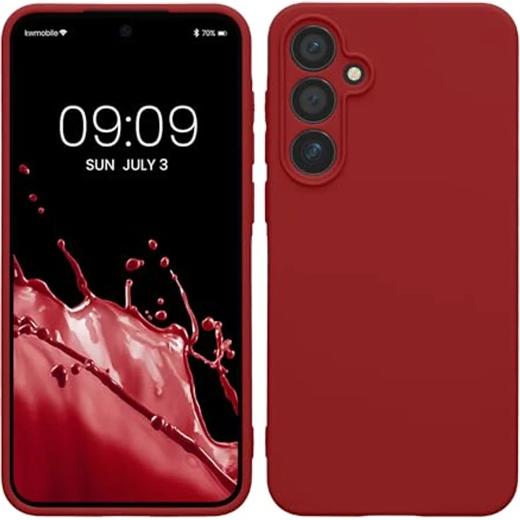 kwmobile Handyhülle für Samsung Galaxy A55 5G - weiches TPU Silikon Case, rutschfest und reißfest, Rhabarber Rot – Bild 1