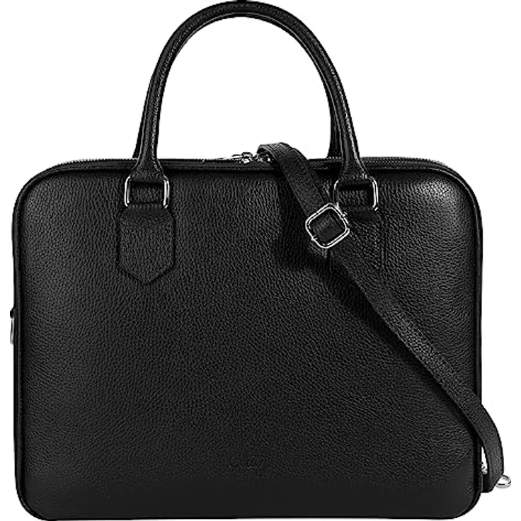 Cluty Aktentasche aus 100% Rindleder, Made in Italy, 28x35x13 cm, mit abnehmbaren Schultergurt und durchdachter Fächeraufteilung – Bild 1