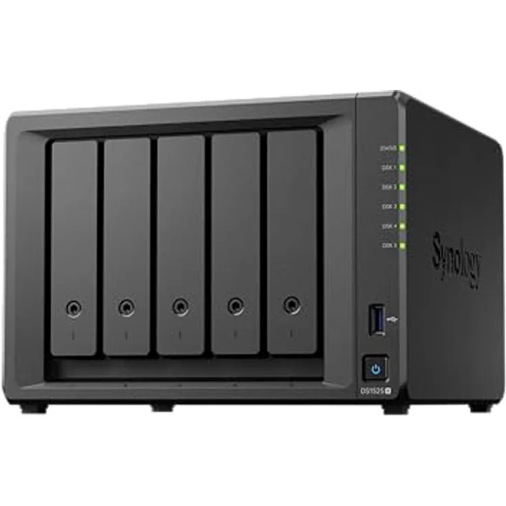 Synology Diskstation NAS DS1525+, 5-Bay Netzwerkspeicher mit erweiterbarem RAM und hoher Datensicherheit