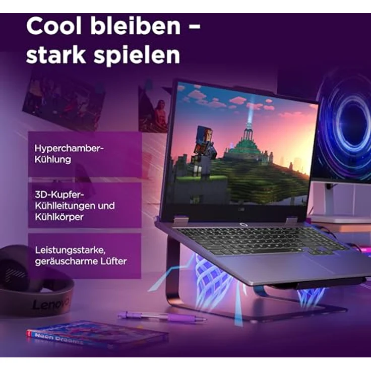 Lenovo LOQ Gaming AI Laptop, 15.6" Full HD 144Hz, NVIDIA GeForce RTX 5060 8GB, AMD Ryzen 7 250, 16GB RAM, 1TB SSD, Weiss-beleuchtete Tastatur, Grau, 3 Monate Game Pass – Bild 5