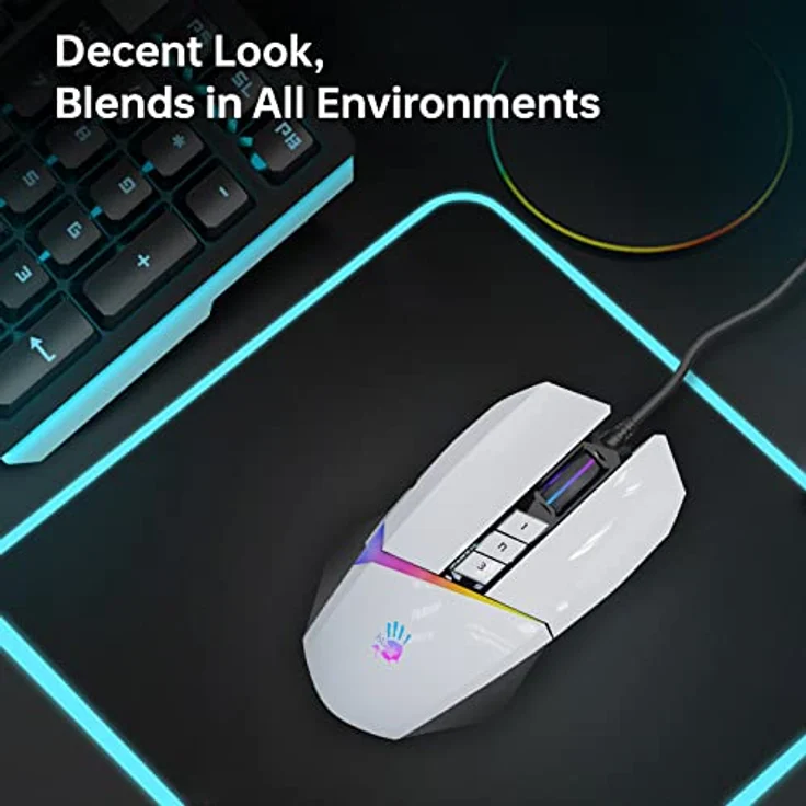 Bloody W60Max Kabelgebundene RGB FPS Gaming Maus, programmierbare Tasten, 2000 Hz Berichtsrate, 4M Onboard Speicher (Pandawhite) – Bild 5