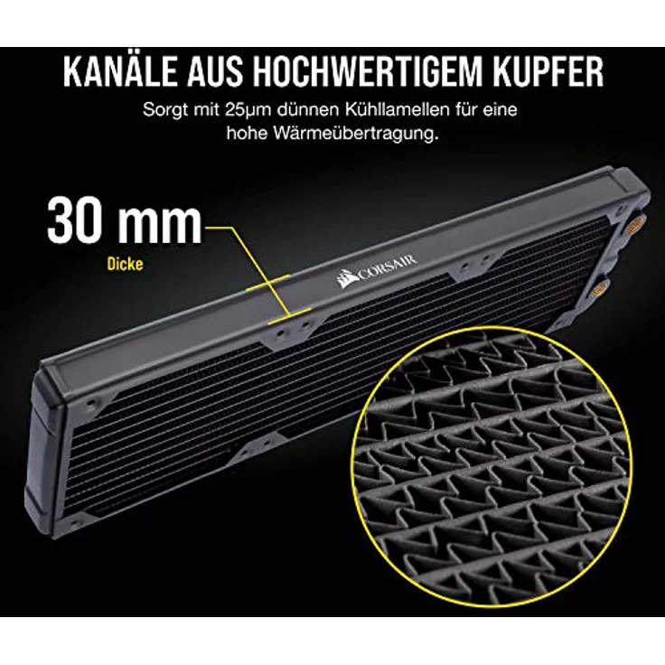 Corsair Hydro X Series XR7 Radiator (240 mm, Zwei 120-mm-Lüfterbefestigungen, Einfache Installation, Kupferkonstruktion, Hochwertige Polyurethan-Beschichtung, Integrierte Schraubenführungen) schwarz - Preisvergleich – Bild 4