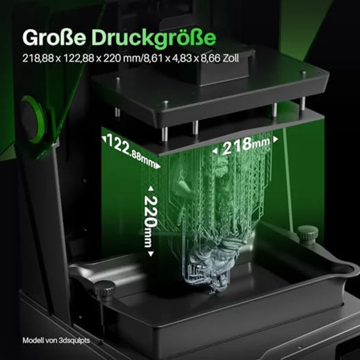 ELEGOO Saturn 4 MSLA Resin 3D Drucker, 10 Zoll 12K HD Monochrom-LCD, Intelligente Automatische Nivellierung, Großes Druckvolumen 218x122x220 mm³ – Bild 3
