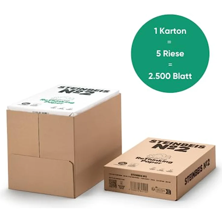 Steinbeis No. 2 Druckerpapier – DIN A4 Recycling-Papier 80 g/m², Weiß & Chlorfrei, 2500 (5 x 500) Blatt hochwertiges Kopierpapier ISO 80 / CIE 85 – Bild 3
