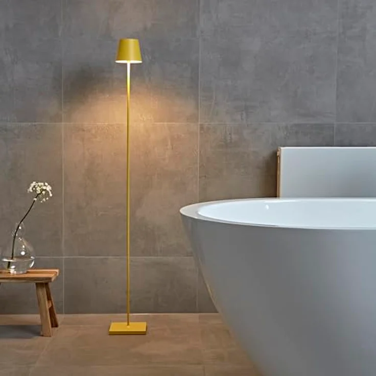 SIGOR Nuindie Stehleuchte - Dimmbare LED Akku-Stehlampe Indoor & Outdoor, IP54 spritzwassergeschützt, Höhe 120 cm, aufladbar mit Easy Connect, 12 h Leuchtdauer, sonnengelb – Bild 2
