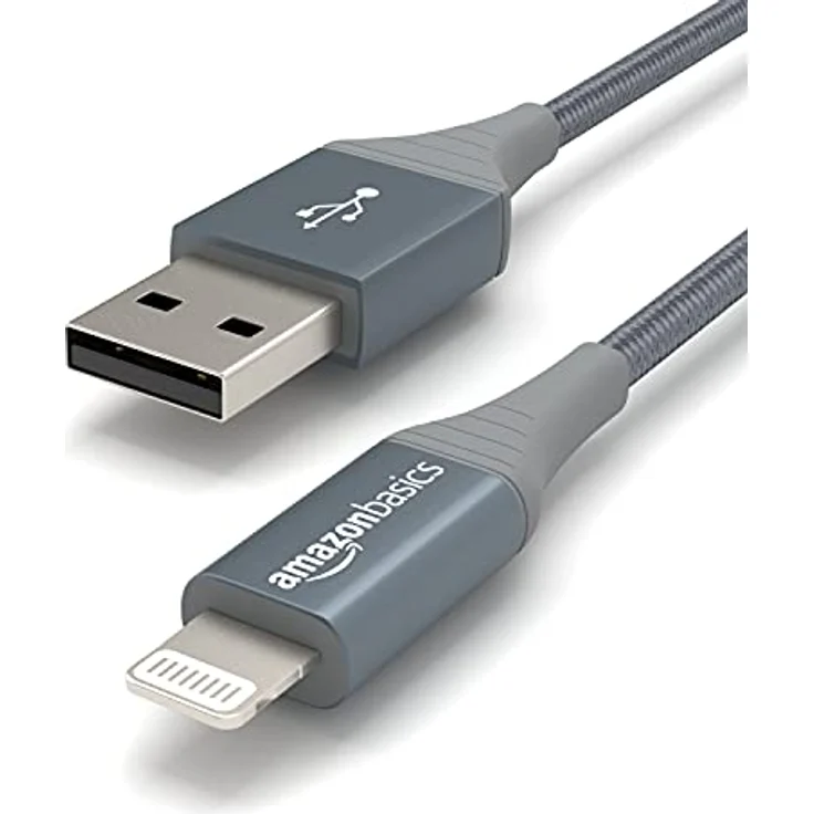 AmazonBasics – Verbindungskabel Lightning auf USB-A, doppelt Nylon-umflochten, fortschrittliche Kollektion, MFi-zertifiziertes Ladekabel für iPhone, dunkelgrau, 91,2 cm – Bild 3
