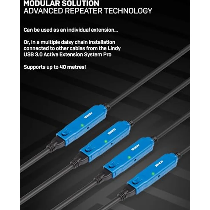 Lindy 20m USB 3.0 Aktivverlängerung Pro, Hochleistungs USB Kabel für Datentransferraten bis zu 5 Gbit/s, geeignet für Verlängerungen bis 40m – Bild 6
