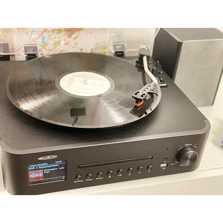 REFLEXION HIF2082DAB Retro Plattenspieler mit Bluetooth, DAB+, CD, UKW, USB-MP3 Aufnahme, Farbdisplay, Wecker & Sleep-Timer – Komplettset mit Fernbedienung – Bild 5