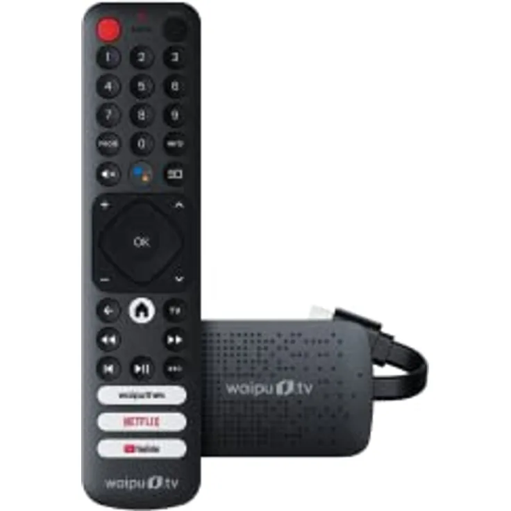 waipu.tv 4K Stick | Inkl. Fernbedienung mit Schnellwahltasten (mit TV-Steuerungstasten) | Fernsehen über WLAN | HDMI | 4K | HDR