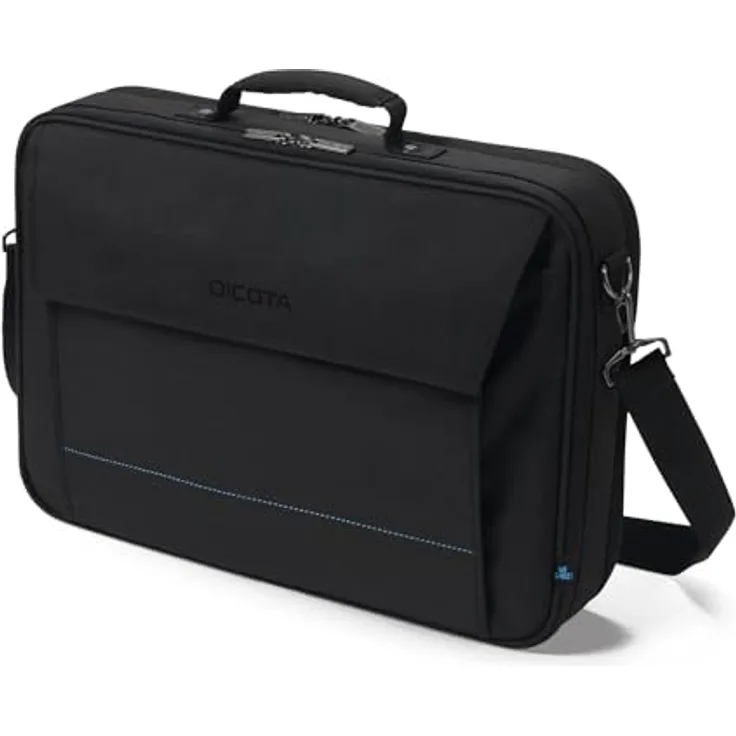 Dicota Sacoche Multi Plus TWO, Notebooktasche für Laptops bis 16 Zoll, leicht und umweltfreundlich aus 300D rPET Polyester, Schwarz