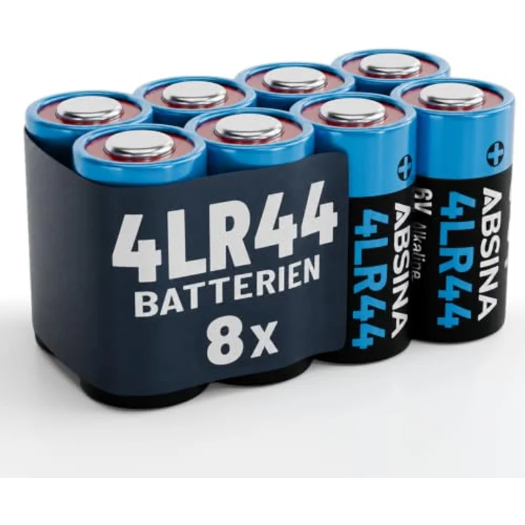 ABSINA 8x 4LR44 6V Alkaline Batterie - Langlebig und zuverlässig, temperaturfest von -20°C bis +60°, ideal für Hundehalsband und mehr – Bild 1