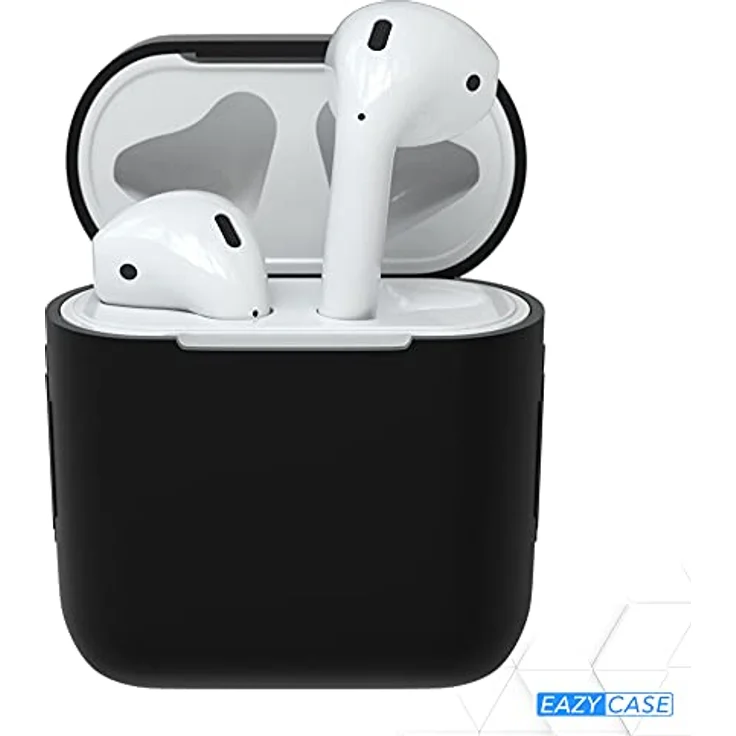 EAZY CASE - Schutzhülle für AirPods 1 & 2 Schwarz Silikon Case Stoßfest mit Deckel Schutz Antikratz Etui Cover rutschfeste Silikonhülle für Airpod Pro 1. / 2. Generation Silikoncase – Bild 2