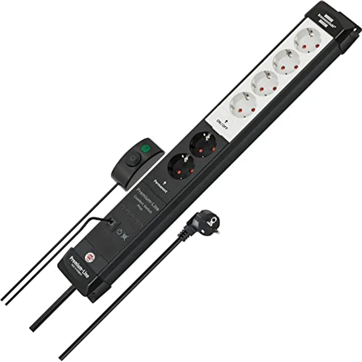 Brennenstuhl, Steckdosenleiste Premium-Line Comfort Switch Plus, 6-fach Schalter, 3m Kabel, erhöhter Berührungsschutz