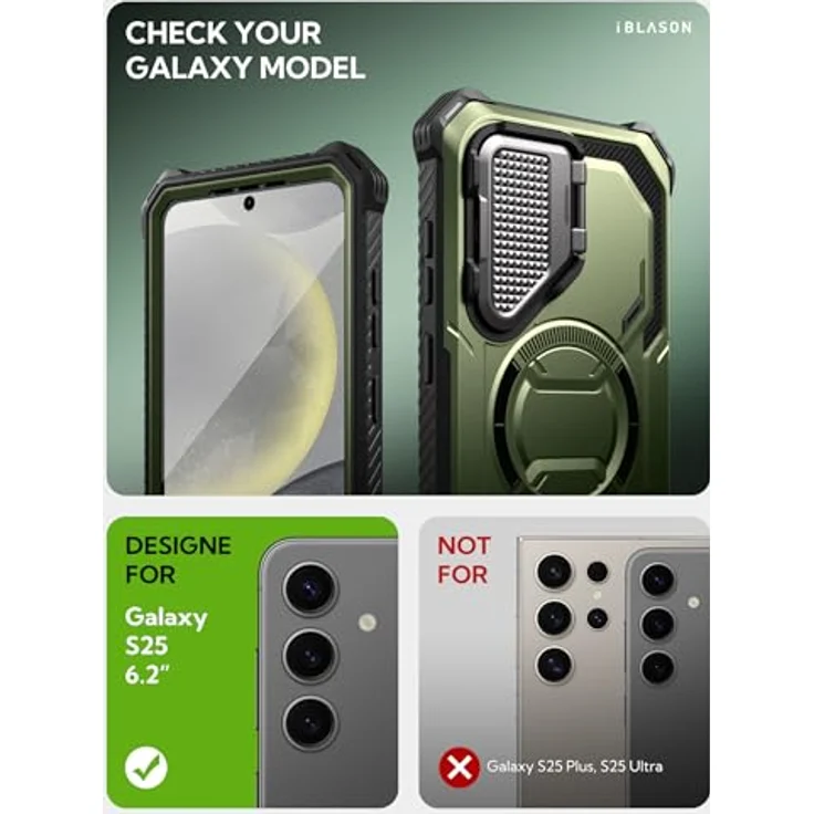 i-Blason Armorbox Samsung Galaxy S25 Hülle Magsafe Grün, 360 Grad Schutzhülle mit Kameraschutz und Displayschutz – Bild 2