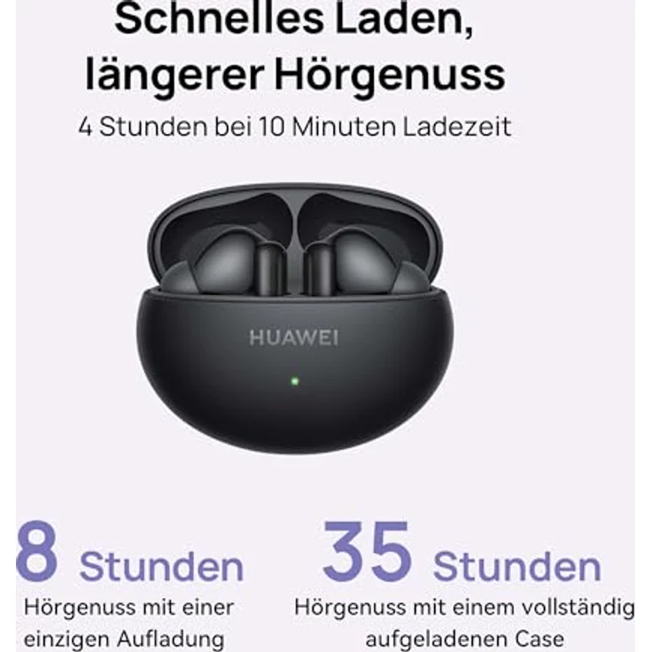 HUAWEI FreeBuds 6i, Intelligente Aktive Geräuschunterdrückung 3.0, Druckvoller Bass, Bis zu 35 Stunden Akkulaufzeit, Bluetooth 5.3, IP54 Schwarz – Bild 4