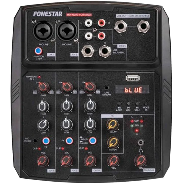 FONESTAR Studio Mischer, Mischpult für Szenarien und Veranstaltungen, hochwertige Materialien – Bild 2