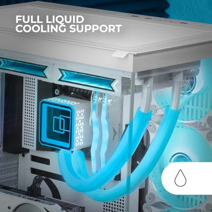 Mars Gaming MC-ULT, PC Tower Gehäuse in Weiß mit gehärtetem Glas, XXL-Kapazität für E-ATX, micro ATX, Mini-ITX, optimierte Kühlung und erweiterte Konnektivität – Bild 4