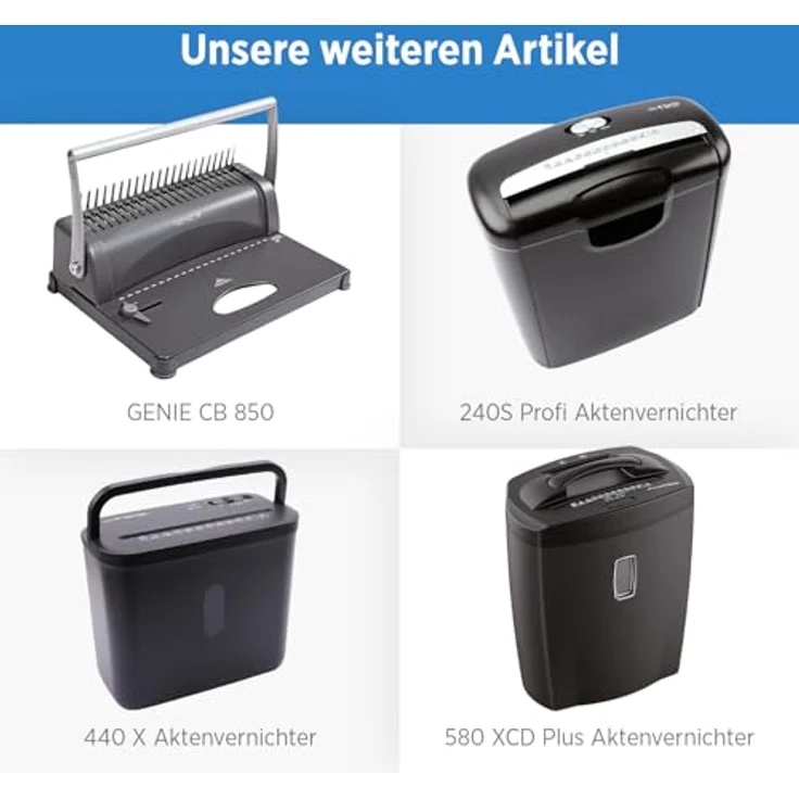 Genie CB 800 Spiralbindegerät (bis 145 Blatt, DIN A4, Inkl. Plastikbinderücken-Set) silber-schwarz – Bild 9