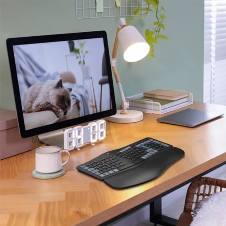 Hama WK-900 Ergo Multi-Device-Tastatur kabellos schwarz, ergonomisch geformt, dimmbare Hintergrundbeleuchtung, gepolsterte Handballenauflage – Bild 13