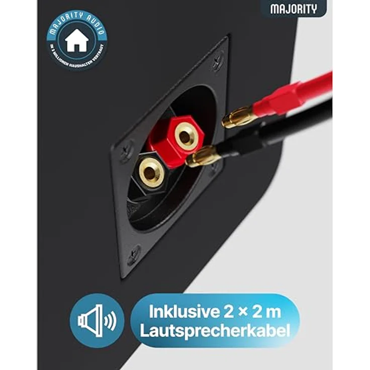 MAJORITY D70X Lautsprecher Boxen | 2 x 30W Passive Regallautsprecher mit Kohlefaser-Membranen, 6Ω Impedanz, Frequenzgang 40Hz-20kHz, Schwarz – Bild 5