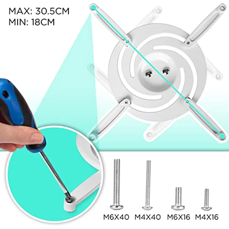 Duronic PB08XL Beamer Halterung | Projektor Deckenhalterung | Universal Wandhalterung | Halterung für Video-Projektor | drehbar und schwenkbar | Heimkino | Traglast bis zu 13,6 kg | 360° Rotation – Bild 4