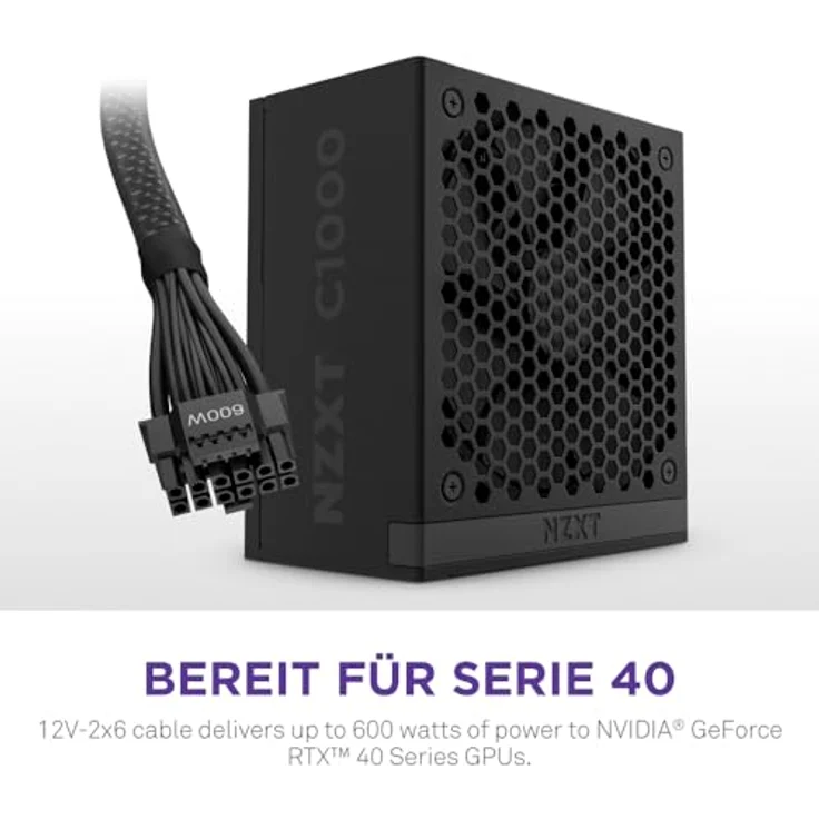 NZXT C1000 Gold ATX 3.1 PC-Gaming-Netzteil - 1000 Watt - 80 PLUS Gold - 12V-2x6-Anschluss - Zero Fan-Modus - Schwarz – Bild 4