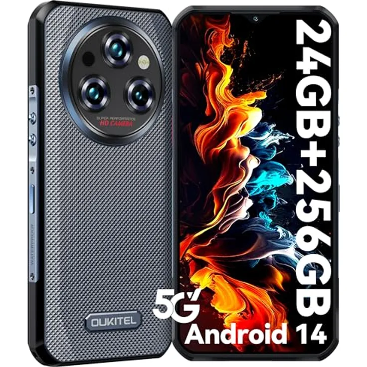 OUKITEL WP35 Outdoor Handy 5G - 11000mAh Smartphone Android 14, 24GB RAM + 256GB ROM 6,6 Zoll Baustellenhandy, 64MP+32MP+8MP Kamera, NFC/GPS/Fingerabdruck/Face ID