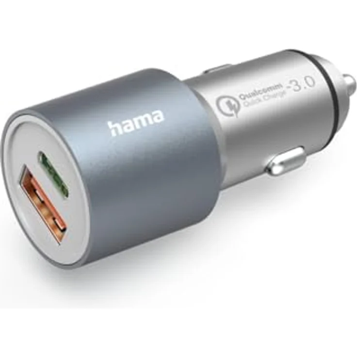 Hama Auto-Schnellladegerät, 1x USB-C PD und 1x USB-A QC, 38 W, Metall – Bild 3