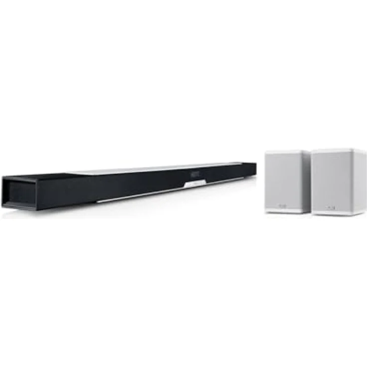 Teufel CINEBAR LUX Surround 5.0 Set - Soundbar mit Kabelloser Aktiv Rear-Speaker, Dolby Audio, W-LAN, Bluetooth, Multiroom, 4K-Pass-Through, Dynamore 3D, HDMI 3D ARC CEC - weiß – Bild 1